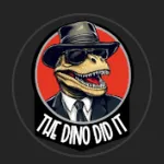 TheDinoDidIt のクリエイターアイコン。 帽子をかぶった恐竜キャラのロゴで、この作者さんを象徴するデザインだよ。