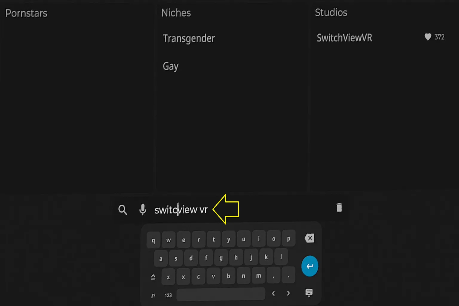 SLR の検索ミス入力デモ。 「Switcview VR」と誤字入力しても、ちゃんと Switchview VR を見つけてくれる、検索のゆるさ(許容度)が分かる例だよ。