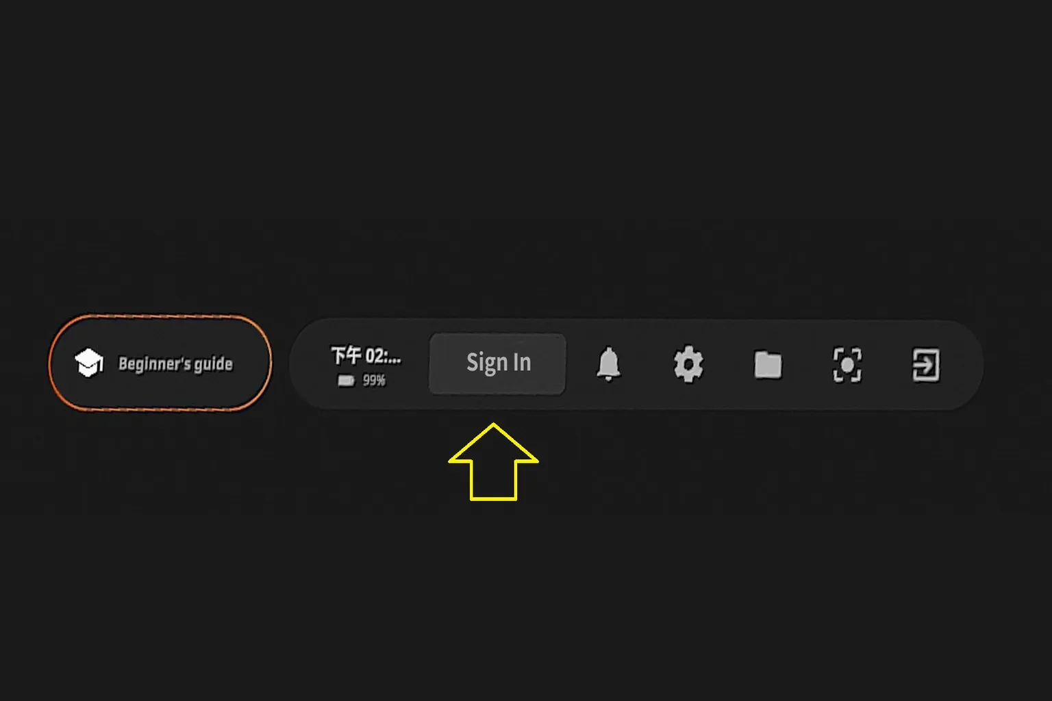 SLRのメイン画面右下にログインボタンが表示され、アカウントにログインする準備ができている